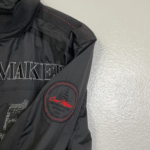 Geographical Norway Jacket Mens Size Medium Black Yacht Club Crew Maker Patches - Picture 6 of 13